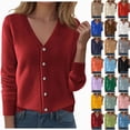 thumbnail image 1 of COMVALUE Women's Cotton Lightweight Cardigans Long Sleeve Knitted Button Down Sweater Wine for Size S, 1 of 4
