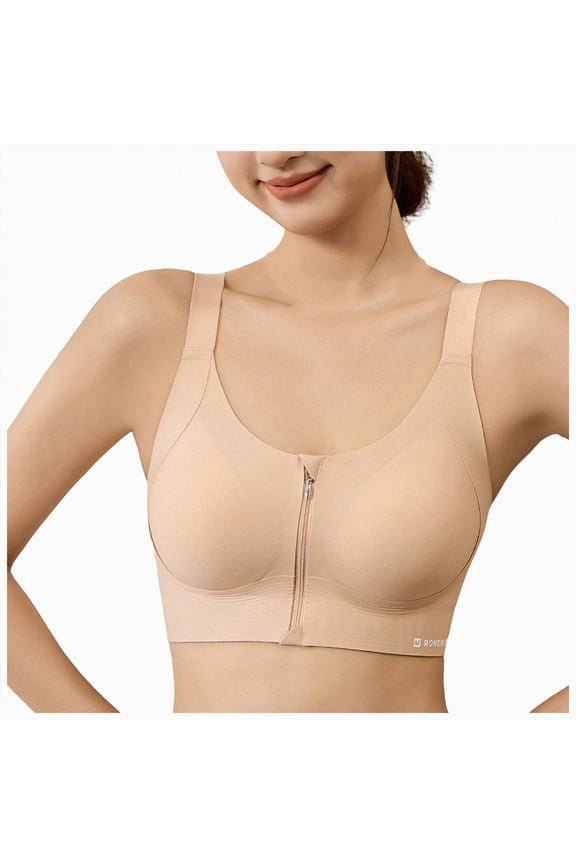 Women's Front Closure Compression Wireless Bra No Underwire Full Coverage Bralette (Pink, M)