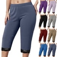 thumbnail image 1 of COMVALUE Women's Lace Trim Capri Leggings Stretch Crop Leggings Plus Size Summer Tights Pants (Red, 4XL), 1 of 5