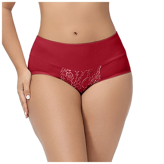 COMVALUE Women's Lace Underwear Breathable Soft Stretch Hipster Briefs Sexy Bikini Panty (Wine, 6XL)