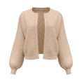 thumbnail image 1 of COMVALUE Women's Long Sleeve Open Front Knit Cropped Cardigan Sweaters Casual Drop Shoulder Short Shrugs Sweater Coats (Beige, L), 1 of 5