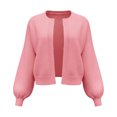 thumbnail image 1 of COMVALUE Women's Long Sleeve Open Front Knit Cropped Cardigan Sweaters Casual Drop Shoulder Short Shrugs Sweater Coats (Pink, M), 1 of 5