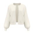 thumbnail image 1 of COMVALUE Women's Long Sleeve Open Front Knit Cropped Cardigan Sweaters Casual Drop Shoulder Short Shrugs Sweater Coats (White, M), 1 of 5
