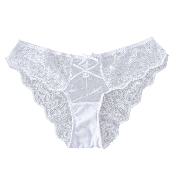 COMVALUE Women's Low Waist Lace Underwear Sexy Sheer Comfortable Seamless Breathable Panties (White, XXL)