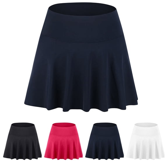 COMVALUE Women's Mid-high Waist Swim Skirt Pull Bikini Bottom with Brief (Navy, L)