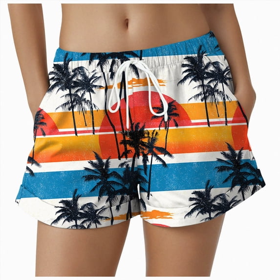 COMVALUE Women's Plus Size Swim Shorts Quick Dry Beach Boardshorts Swimwear Bottom Trunks 2026 (Blue, M)