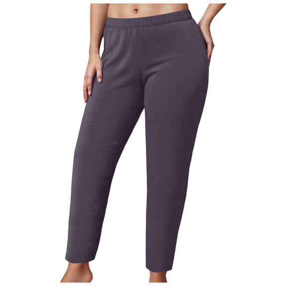 COMVALUE Women's Plus Workout Leggings High Waisted Lounge Tummy Control Gym Yoga Pants (Dark Purple, L)