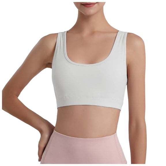 COMVALUE Women's Racerback Sports Fitness Support Workout Running Bras (White, XL)