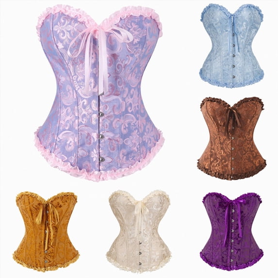 COMVALUE Women's Renaissance Corset Top,lace up Corset Costume for Renaissance Fair Halloween Pirate Gothic Vintage Cosplay (Blue, S)