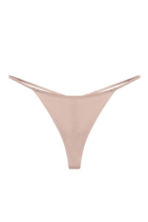 Cotton Thongs Women Sexy Thong Ladies Panties Womens Underwear (Beige, XL)