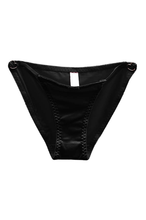 Women's String Bikini Panties Solid (Black, XL)