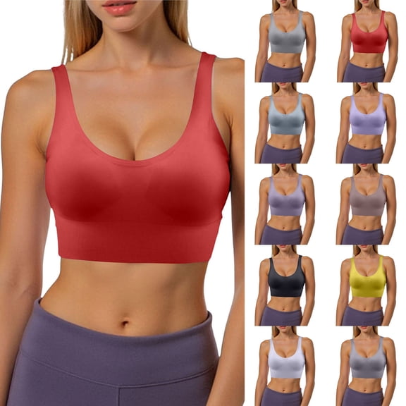 COMVALUE Women's Seamless Sports Style Bra Crop Top Vest Stretch Shapewear (Coffee, XL)
