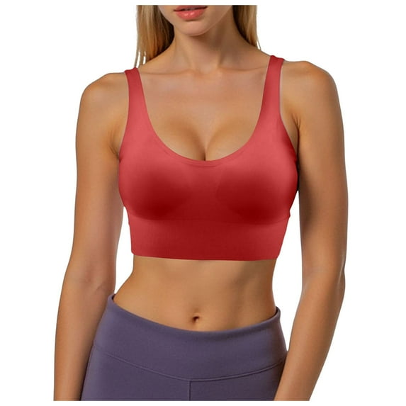 COMVALUE Women's Seamless Sports Style Bra Crop Top Vest Stretch Shapewear (Red, XL)