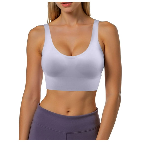 COMVALUE Women's Seamless Sports Style Bra Crop Top Vest Stretch Shapewear (White, XXL)
