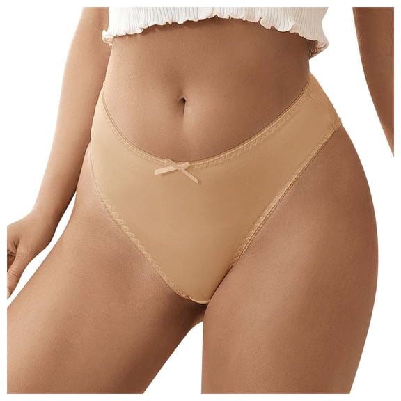 COMVALUE Women's Sexy Underwear Hipster Bow Bikini Panties Low Rise Full Breathable Briefs (Gold, L)