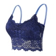 thumbnail image 1 of COMVALUE Women's Solid Criss Cross Lace Full Coverage Cami Bra Top Comfortable Supportive (Blue, XXL), 1 of 6