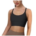 thumbnail image 1 of COMVALUE Women's Square Scoop Neck Sports Bra Thin Strap Padded Low Impact Yoga Bra Wireless Workout Crop Top (Black, XXL), 1 of 7