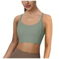 thumbnail image 1 of COMVALUE Women's Square Scoop Neck Sports Bra Thin Strap Padded Low Impact Yoga Bra Wireless Workout Crop Top (Green, XL), 1 of 7