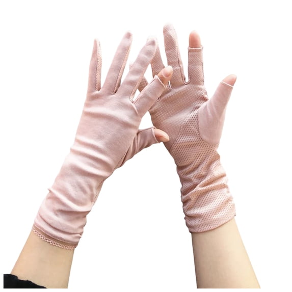 COMVALUE Women’s Summer Sun Protection Driving Gloves Non-slip Touchscreen Sunblock Mid-Length Gloves for Cycling Riding (Pink, One Size)