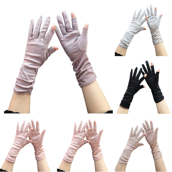 COMVALUE Women's Summer Sun Protection Driving Gloves Non-slip Touchscreen Sunblock Mid-Length Gloves for Cycling Riding (Purple, One Size)