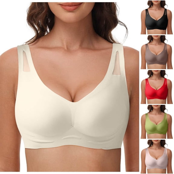 COMVALUE Women's Supportive Wireless Bras for Women Seamless Comfort, Full Coverage, No Underwire, T-Shirt Women Bras (Black, XL)