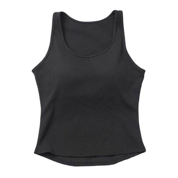 COMVALUE Women's Tank Tops Crew Neck Sleeveless Basic Stretch Casusal Yoga Crop Camis (Black, XL)