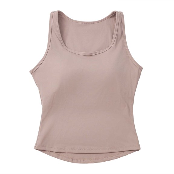 COMVALUE Women's Tank Tops Crew Neck Sleeveless Basic Stretch Casusal Yoga Crop Camis (Brown, L)