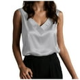 thumbnail image 1 of COMVALUE Women's Tank Tops V Neck Casual Business Work Camisoles Sleeveless Blouses Dressy Summer Shirts (Silver, XL), 1 of 8