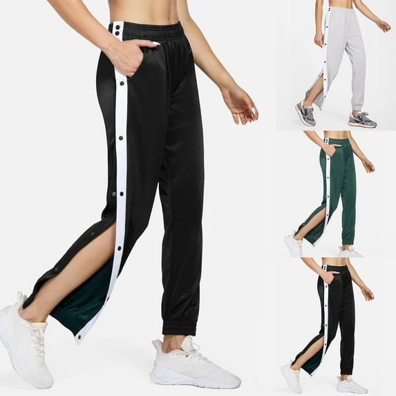 COMVALUE Women's Tear Away Pants Side Split Snap Open Bottom Sweatpants Leg Surgery Pants with Pockets (Grey, L)