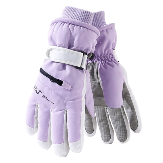 COMVALUE Women's Thick Winter Ski Gloves - Warm, Waterproof Windproof Outdoor Gloves (Purple, One Size)