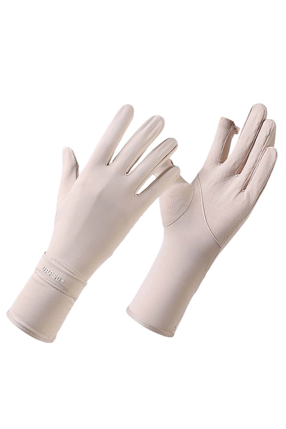 Women's UPF 50+ Mesh Palm Touchscreen Driving Gloves for Sun Protection (Beige, One Size)