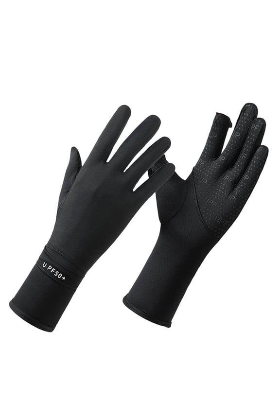 Women's UPF 50+ Mesh Palm Touchscreen Driving Gloves for Sun Protection (Black, One Size)