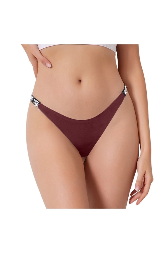 Women's Very Sexy Shine Strap Thong Underwear Panties for Women 2026 (Wine, XL)