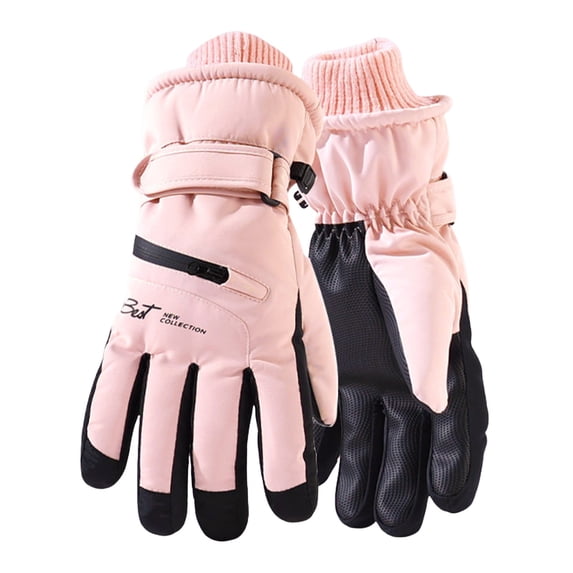 COMVALUE Women's Winter Ski Snow Gloves Warm Waterproof Snowboard Gloves Mittens Non Slip Touchscreen Glove (Pink, One Size)