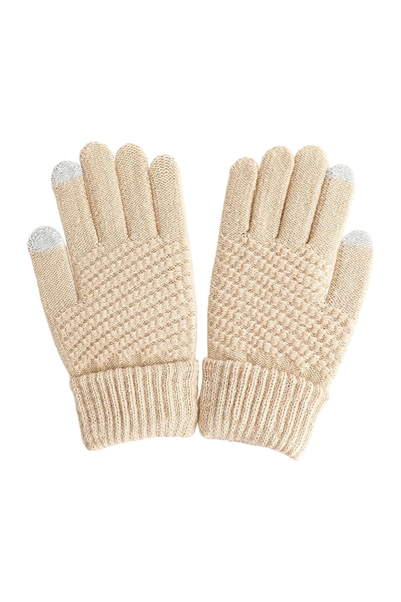 Women's Winter Touch Screen Gloves Soft Warm Lined Knit Elastic Texting Gloves (Beige, One Size)