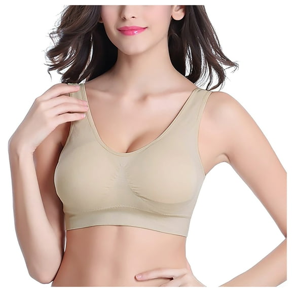 COMVALUE Women's Wireless Bra Comfort Seamless T-Shirt Bra Comfort Flex Fit Moisture-Wicking (Beige, 6XL)