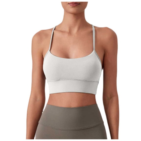 COMVALUE Women's Workout Bandeau Bras Training Fitness Running Yoga Crop Tank (White, XXL/12)