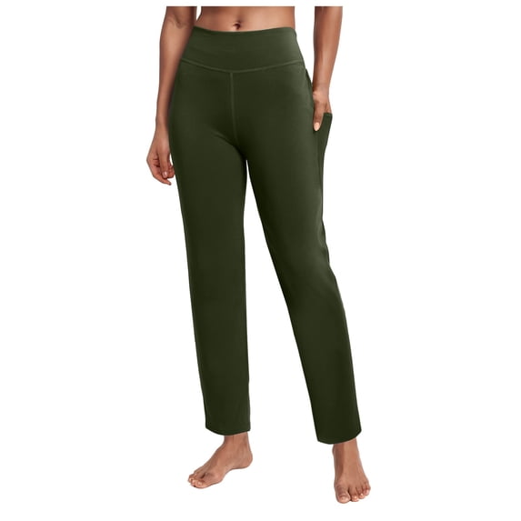 COMVALUE Women's Yoga Pants Wide Leg wiht Pockets High Waist Stretch Loose Casual Lounge Sweatpants (Army Green, S)