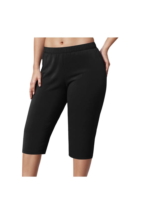 Women's and Plus Size Knee-Length and Ankle Length Leggings (Black, XXL)