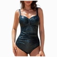 thumbnail image 1 of COMVALUE Womens 1 Push Up Swimsuit Full Coverage Sexy Bathing Suit with Strap (Black, S), 1 of 7