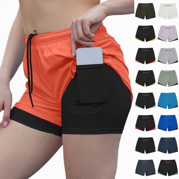 COMVALUE Womens Active Gym Workout Cycling Running Shorts Black M