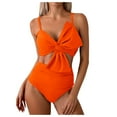 thumbnail image 1 of COMVALUE Womens Bikini Set High Waisted Swimwear Tie Knot High Rise Two Piece Swimsuits Bathing Suits (Orange, L), 1 of 8