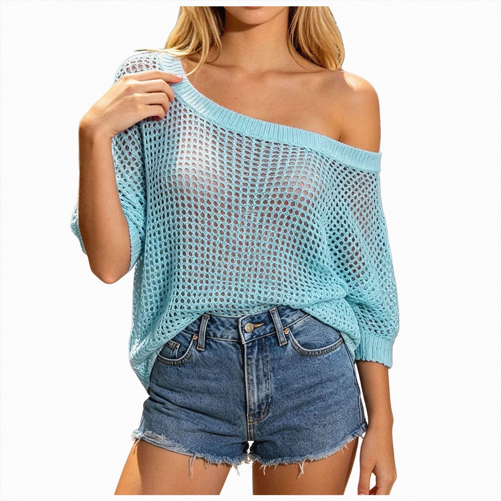 COMVALUE Womens Crochet Tops Long Sleeve Out Swim Cover Up 2026 Beach ...