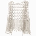 thumbnail image 1 of COMVALUE Womens Floral Crochet Lace Boho Trim Sleeveless Open Front Vest Cardigan (Beige, One Size), 1 of 4