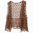 thumbnail image 1 of COMVALUE Womens Floral Crochet Lace Boho Trim Sleeveless Open Front Vest Cardigan (Coffee, One Size), 1 of 4