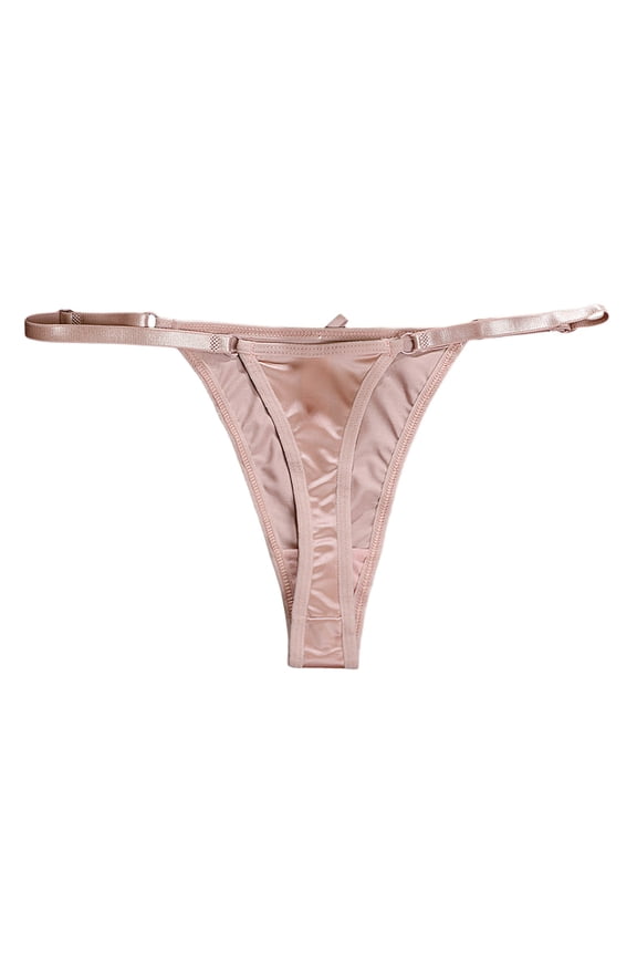 Womens Hollow-Out Breathable Low-Rise Sexy Lace Thongs Comfortable T-Back Panties (Light Pink, M)