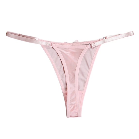 COMVALUE Womens Hollow-Out Breathable Low-Rise Sexy Lace Thongs Comfortable T-Back Panties (Pink, L)