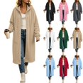 thumbnail image 1 of COMVALUE Womens Long Zip Up Hoodie Jacket Open Front Hoodie Sweatshirt with Pockets Fleece Lightweight Sweaters Oversized Zipper Hooded Cardigan Winter Fall Coats Tunic Sweatshirts (Green, L), 1 of 9