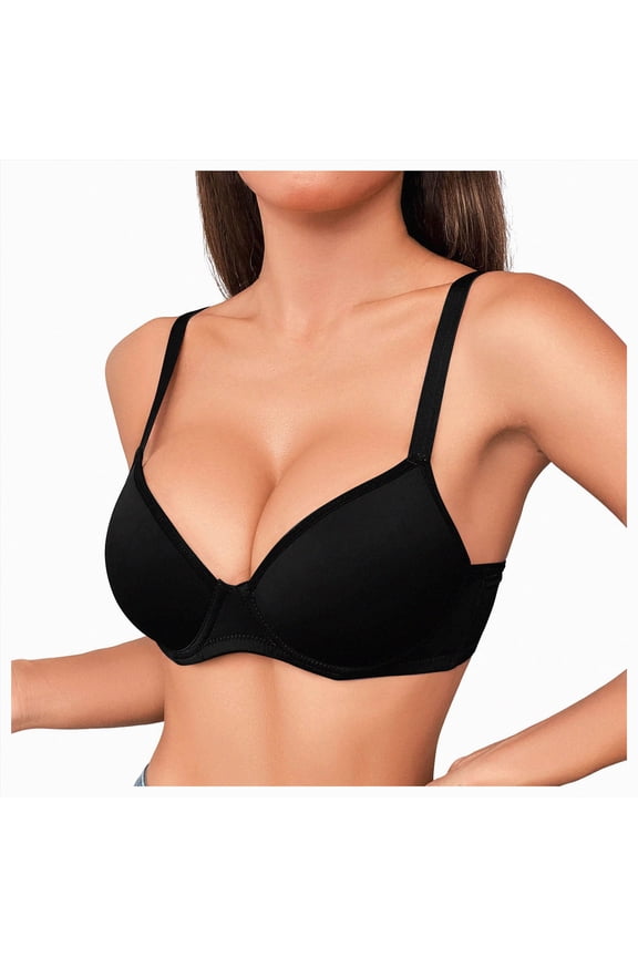 Womens Maximum Cleavage Underwire Push Up Bra (Black, 90C)