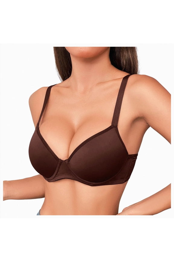 Womens Maximum Cleavage Underwire Push Up Bra (Brown, 85DF)